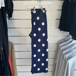 Anthropologie Maeve Size 29. The Colette Wide Leg Pants. Navy Polka Dot.